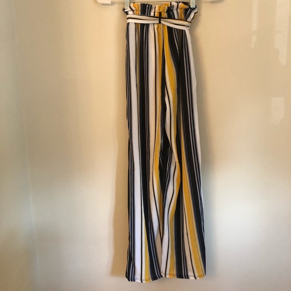 NEW MIX navy, white, and yellow striped trousers size small - Picture 6 of 6